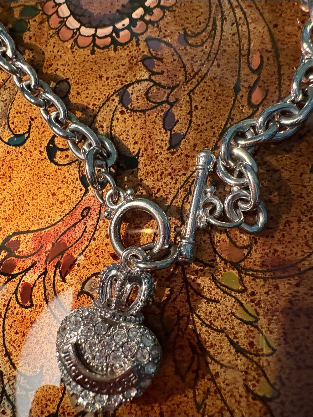 Silver-Tone Crystal Crown Heart Pendant Necklace - Women's Jewelry